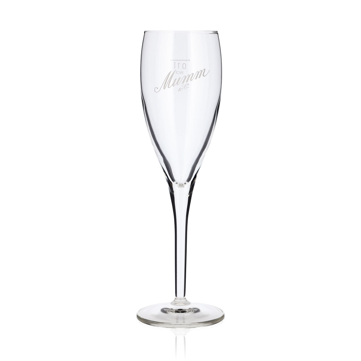 6 bicchieri da champagne Mumm, modello a flauto, 0,1 l, con logo Mumm&Co bianco in obliquo (set da 6) – Vista 2