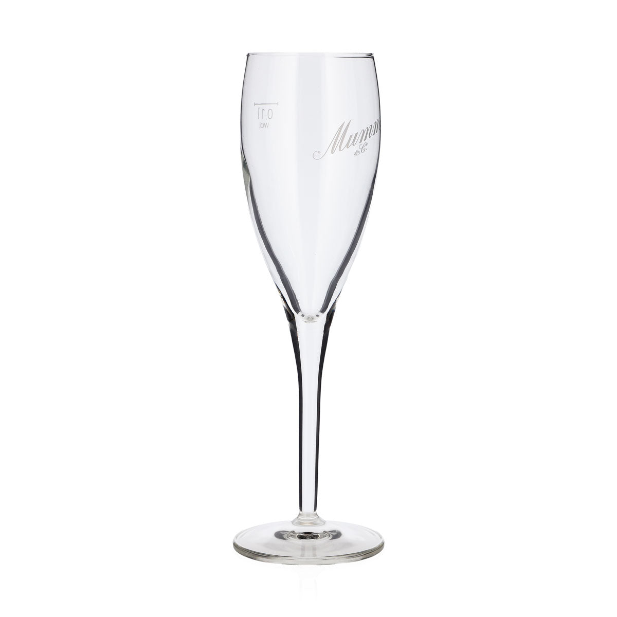 6 bicchieri da champagne Mumm, modello a flauto, 0,1 l, con logo Mumm&Co bianco in obliquo (set da 6) – Vista 3