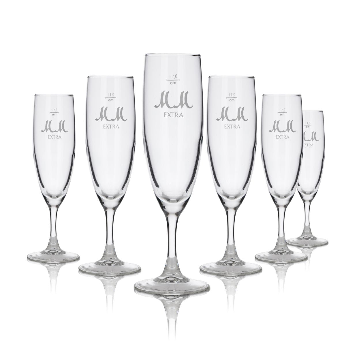 6 bicchieri da champagne Mumm / flûte, versione piccola, 0,1 l