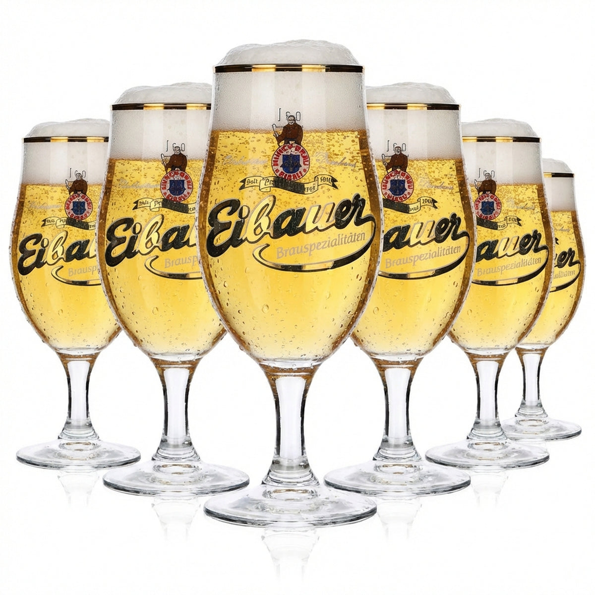 6 bicchieri da birra Münchbräu Eibau 0,3 l con bordo dorato "Eibauer Brauspezialitäten"
