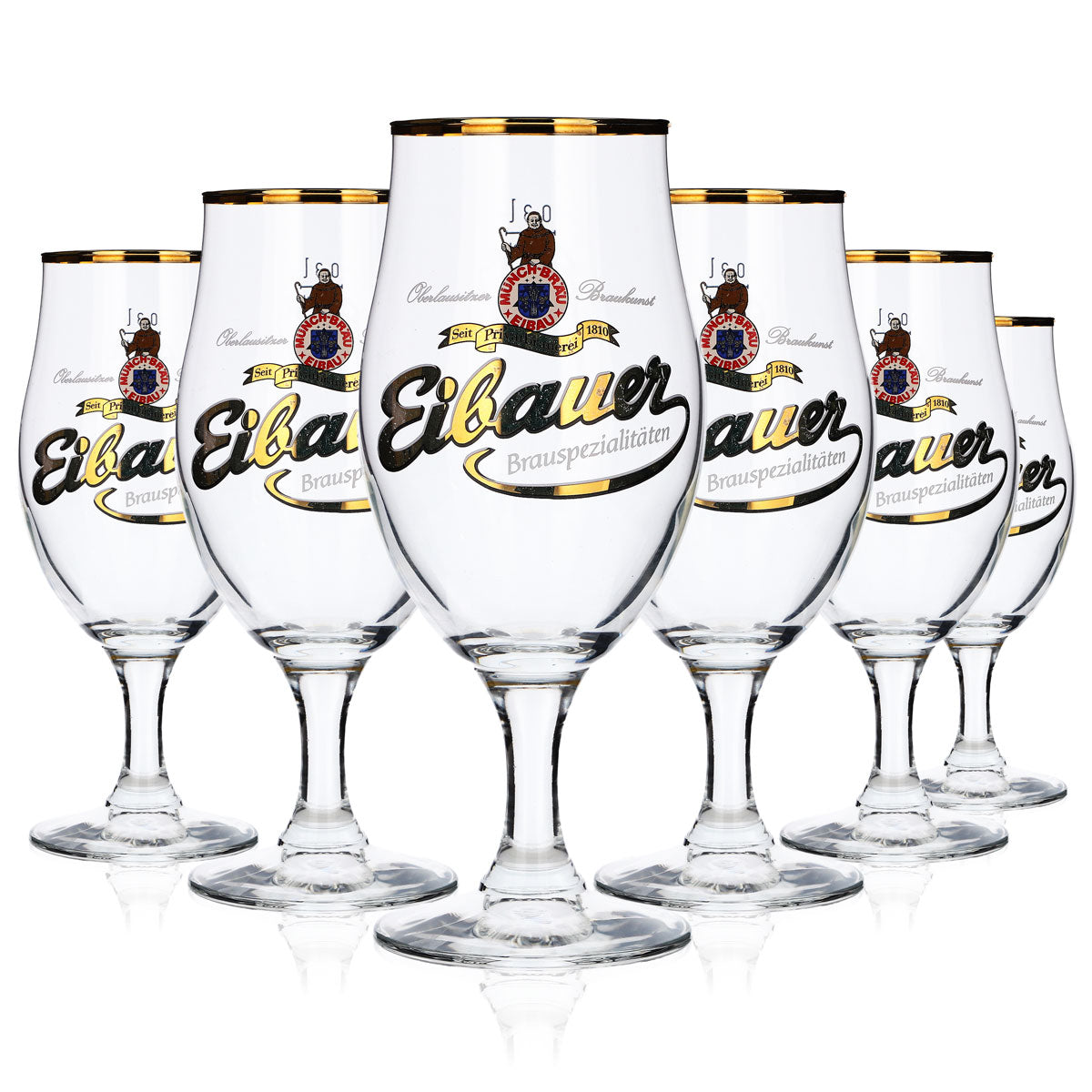 6 bicchieri da birra Münchbräu Eibau 0,3 l con bordo dorato "Eibauer Brauspezialitäten" – Vista 5