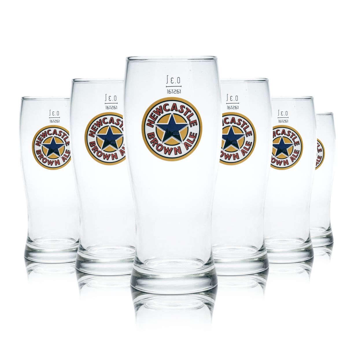 6 bicchieri da birra Newcastle Brown Ale da 0,3 l, set di bicchieri Willi, birrificio Eiche
