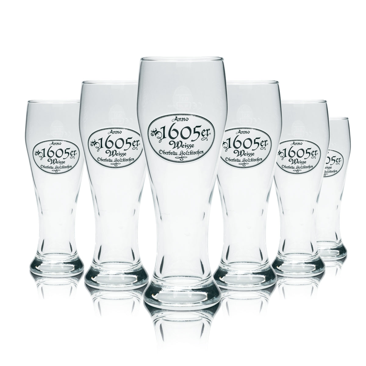 6 bicchieri da birra Oberbräu 0,3 l 1605er Weisse Gläser Weiss Hefe Weizen Holzkirchen