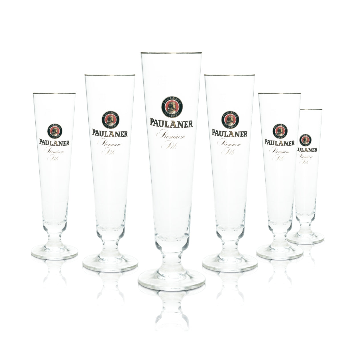 6 bicchieri da birra Paulaner a calice 0,3 l con bordo dorato Rastal Pokal bicchieri tulipano Pils chiara