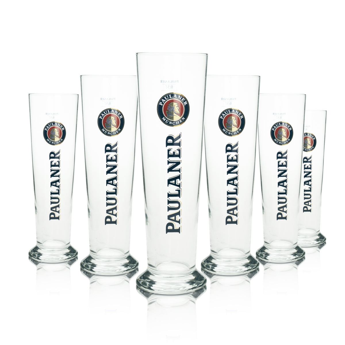 6 bicchieri da birra Paulaner Weizen da 0,5 l con logo dorato Rastal