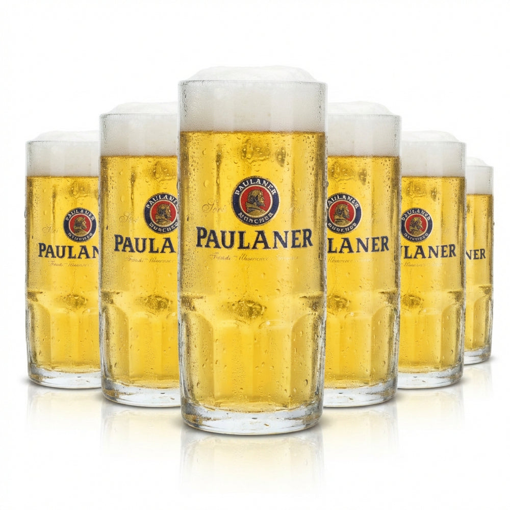 6 bicchieri da birra Paulaner 0,5 l boccali con manico Humpen Seidel Birrificio Monaco di Baviera