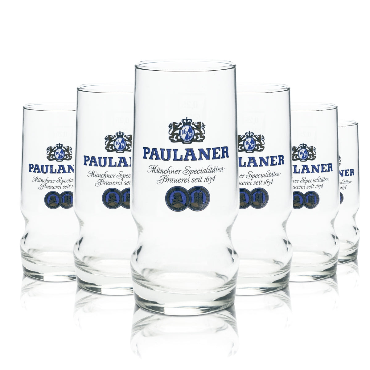 6 bicchieri Paulaner da 0,25 l, bicchieri da birra con bordo rialzato, birrificio bavarese, birra chiara