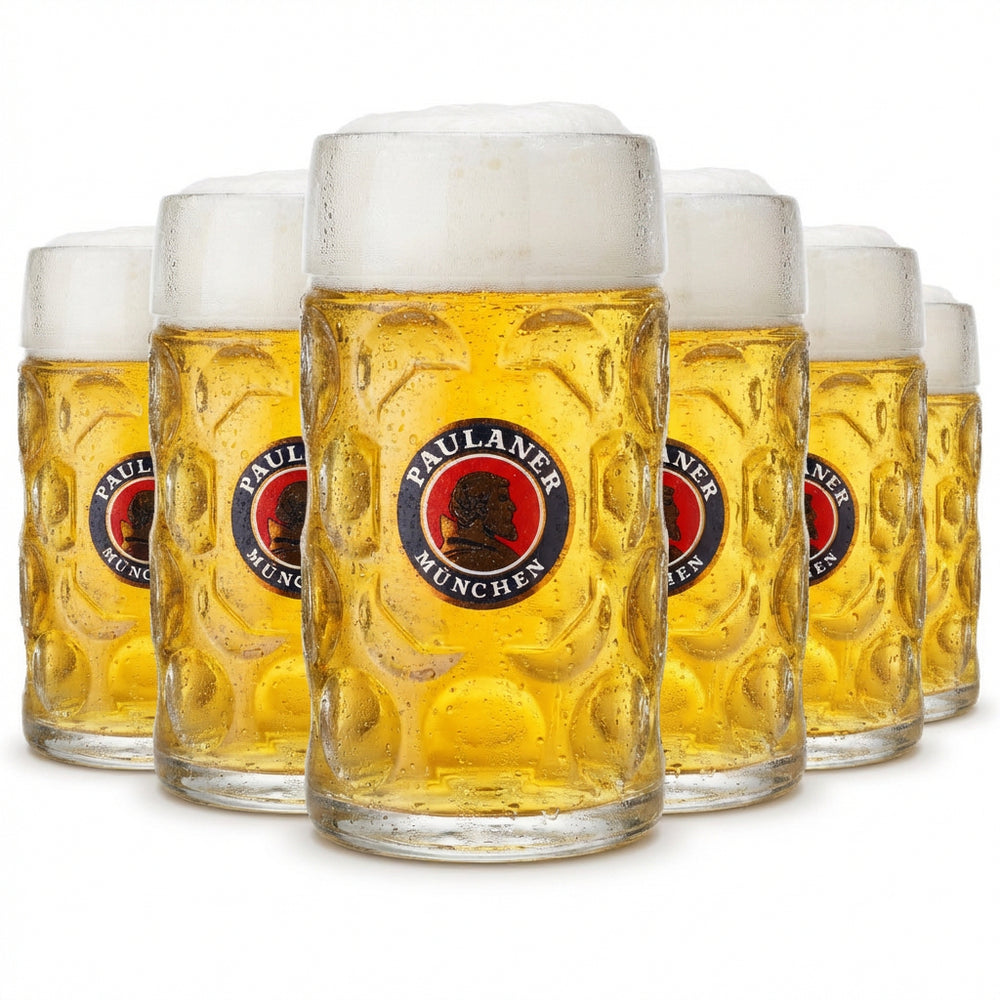 6 bicchieri da birra Paulaner Maßkrug - Set di boccali Punktseidel da 1,0 l con tacca di calibrazione per la ristorazione