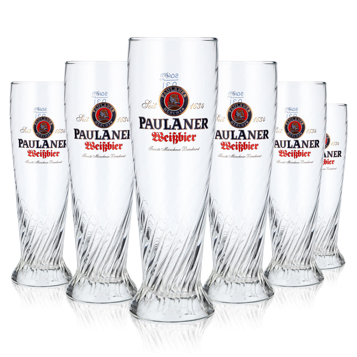 6 bicchieri da birra Paulaner Weissbier Bicchiere da birra Weissbier Glas Relief 0,3 l oro