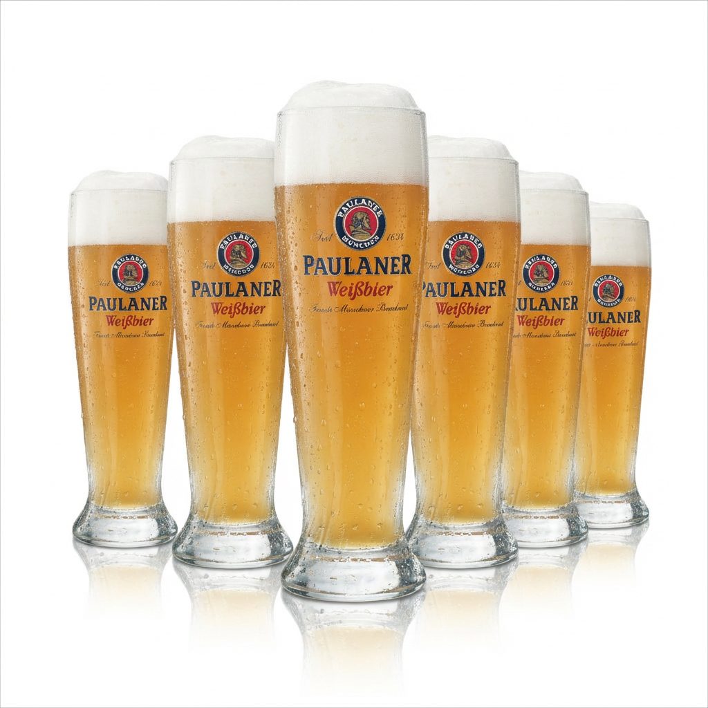 6 bicchieri da birra Paulaner Weißbier 0,3 l Hefe Kristall Weizen Monaco Baviera Gastronomia – Vista 2