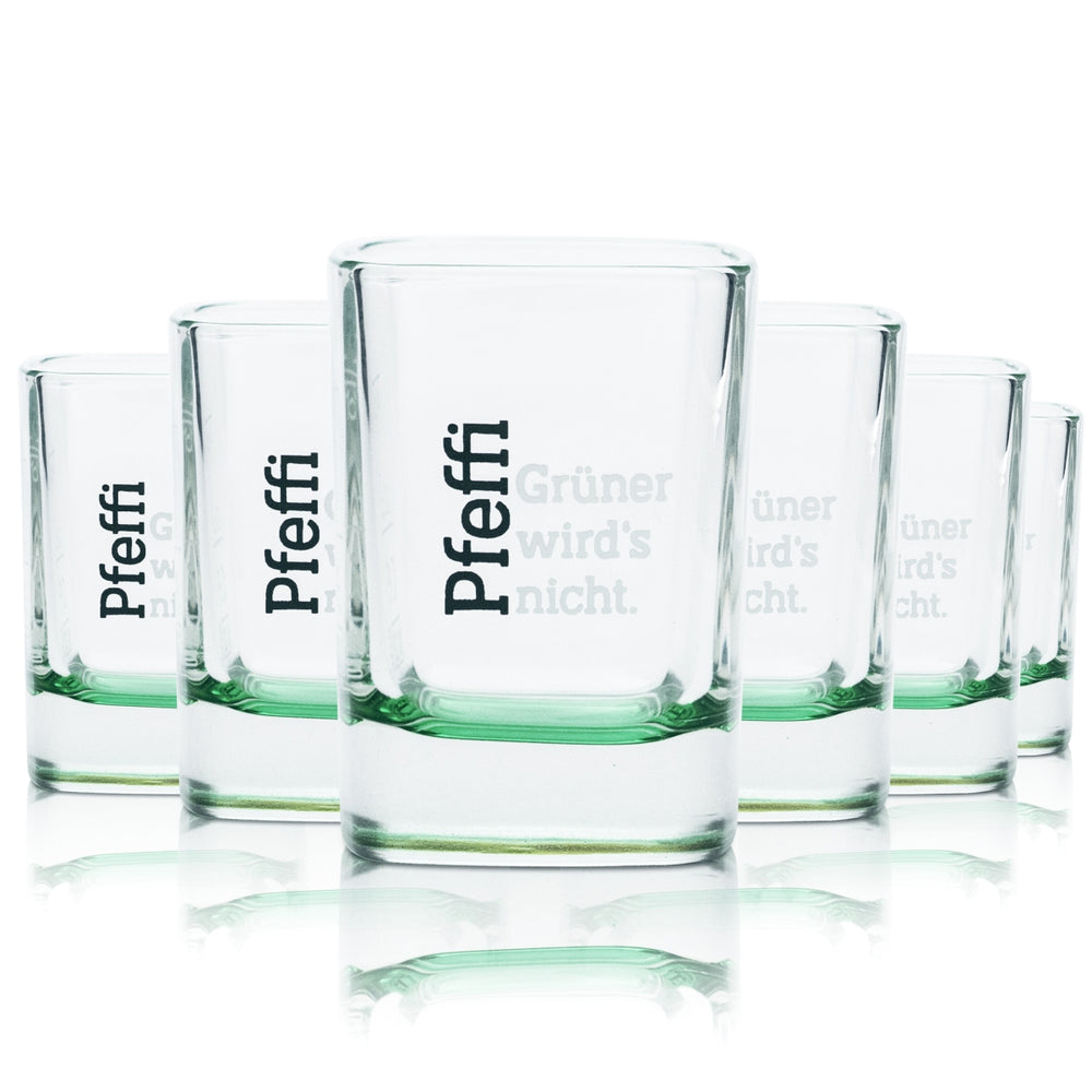 6 bicchierini Pfeffi da 4 cl Bicchierini da liquore Kurze Stamper Nordbrand Verde Menta Kneipe