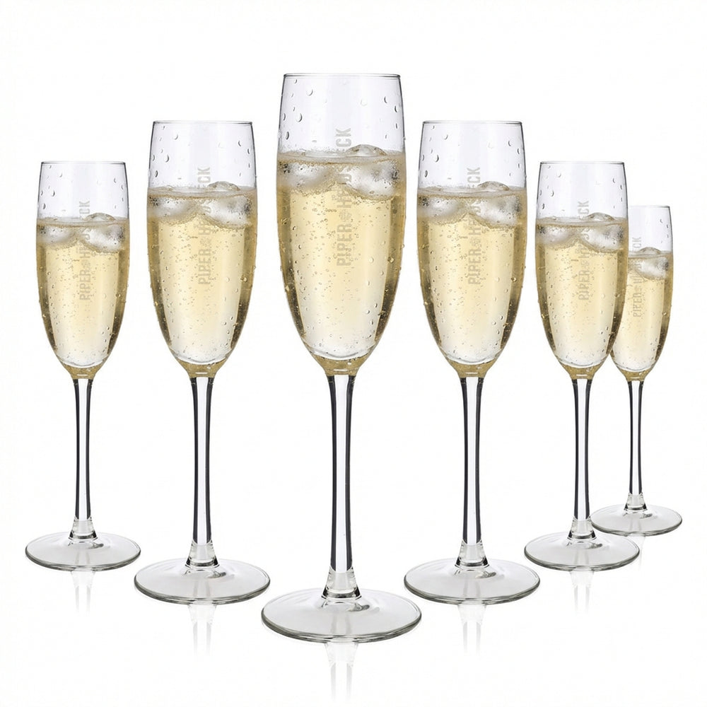 6 bicchieri da champagne Piper-Heidsieck 0,1 l flûte con logo satinato verticale