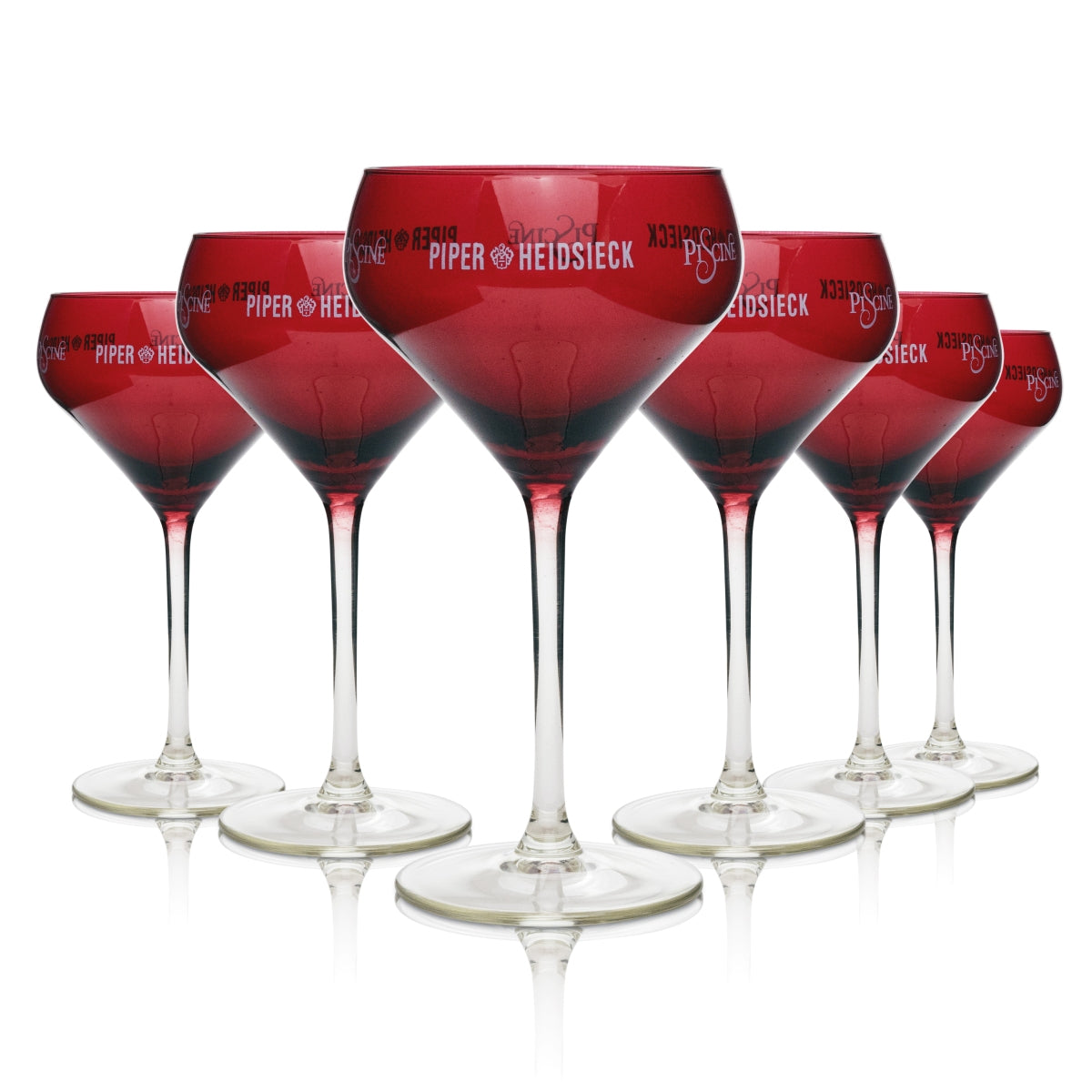 6 bicchieri da champagne Piper-Heidsieck Piscine Flöte rossi