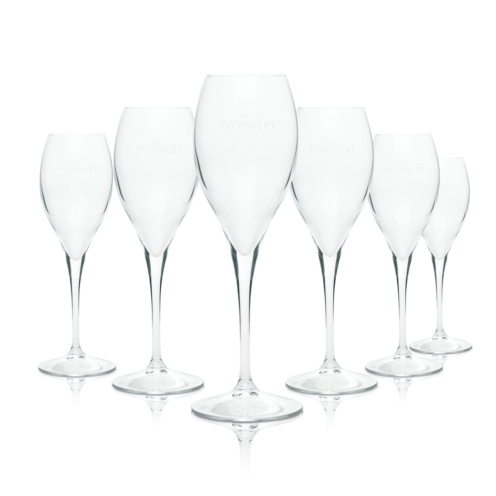 6 bicchieri da champagne Pommery 0,1 l flûte bicchieri da spumante Prosecco flûte bicchieri a stelo da bar