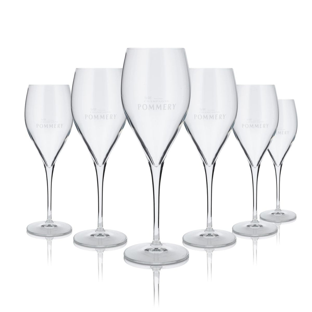 6 bicchieri Pommery 0,3 l per champagne o spumante secco, set da 6 bicchieri a calice, per uso gastronomico