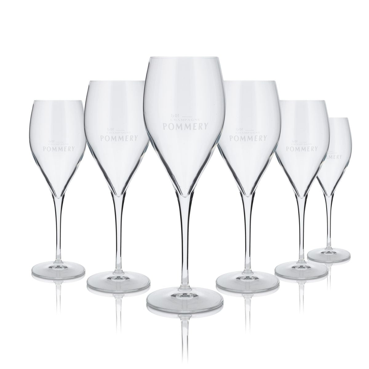 6 bicchieri Pommery 0,3 l per champagne o spumante secco, set da 6 bicchieri a calice, per uso gastronomico