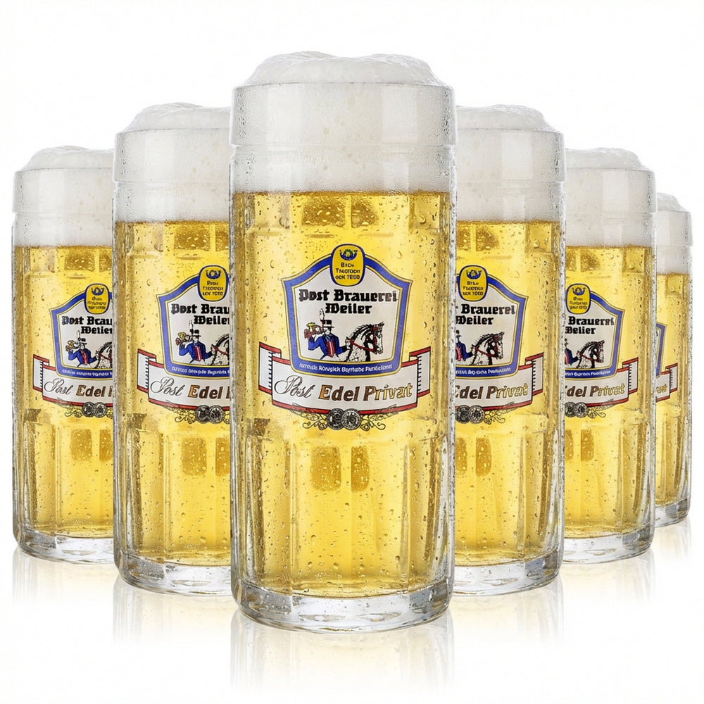 6x Birrificio Post Weiler Bicchiere da birra Bicchiere da birra 0,4 l Brocca Rastal Fralkenstein