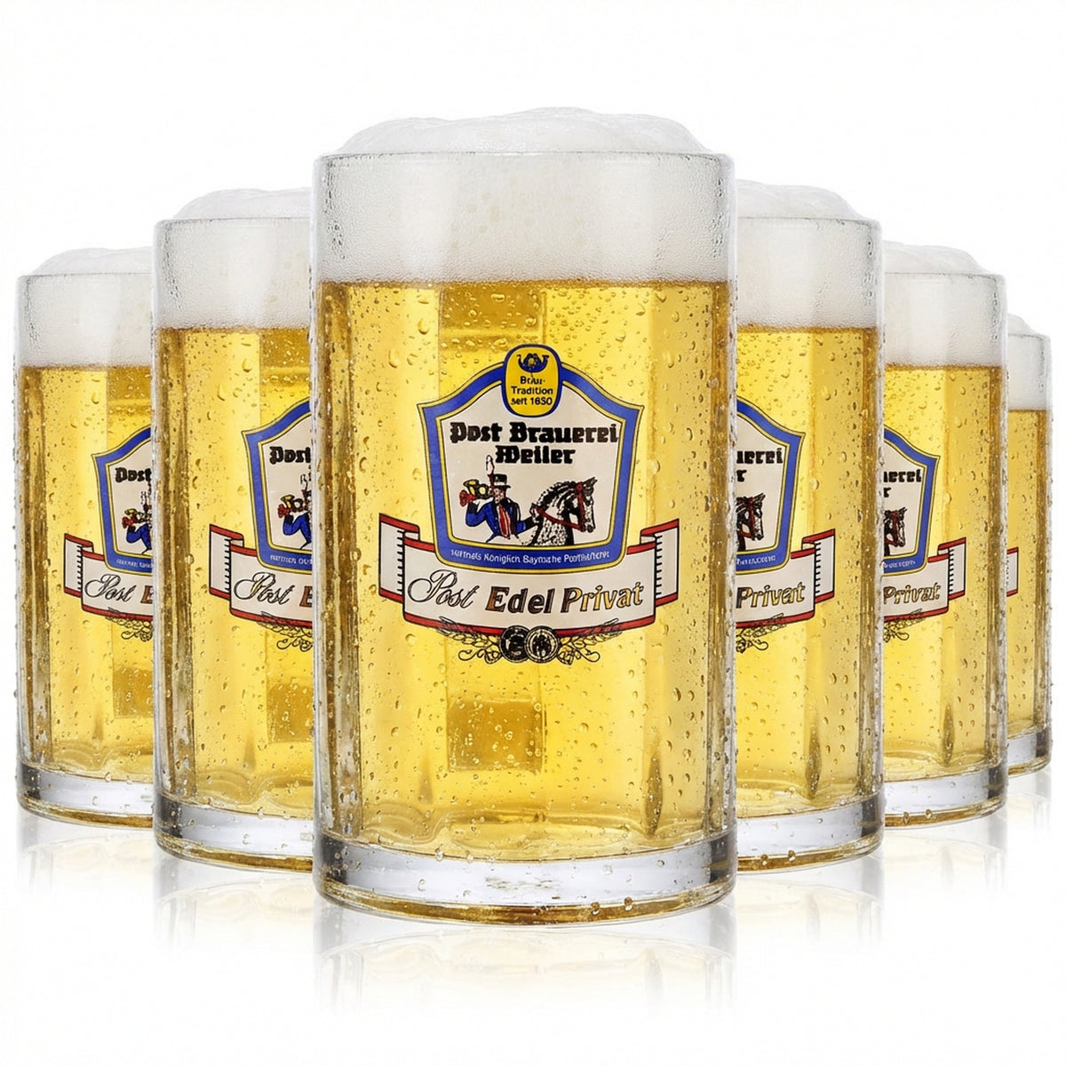 6 bicchieri da birra Post Brauerei Weiler da 0,25 l con manico Rastal Glückauf