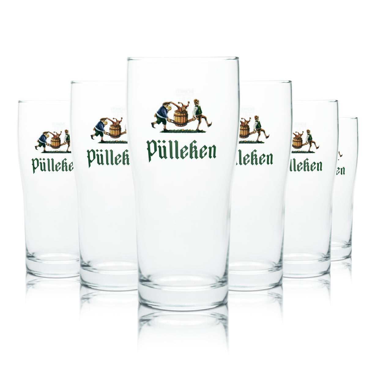 6 bicchieri da birra Pülleken in vetro da 0,5 l, bicchieri, boccali, trofei Brewhouse Helles Veltins
