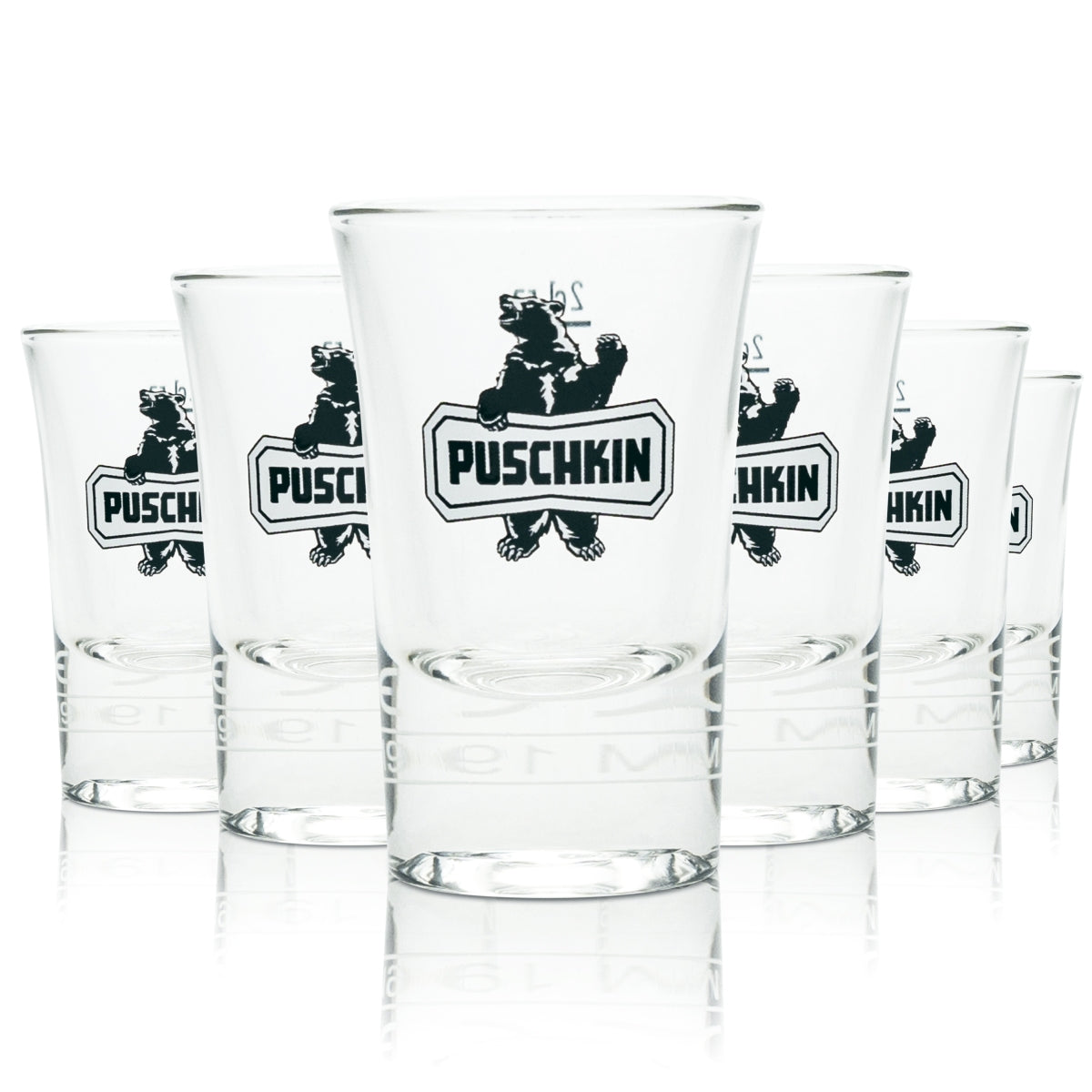 6 bicchieri da shot in vetro Puschkin Vodka da 2 cl, bicchieri da shot, bicchieri da grappa, liquore vodka forte, bar