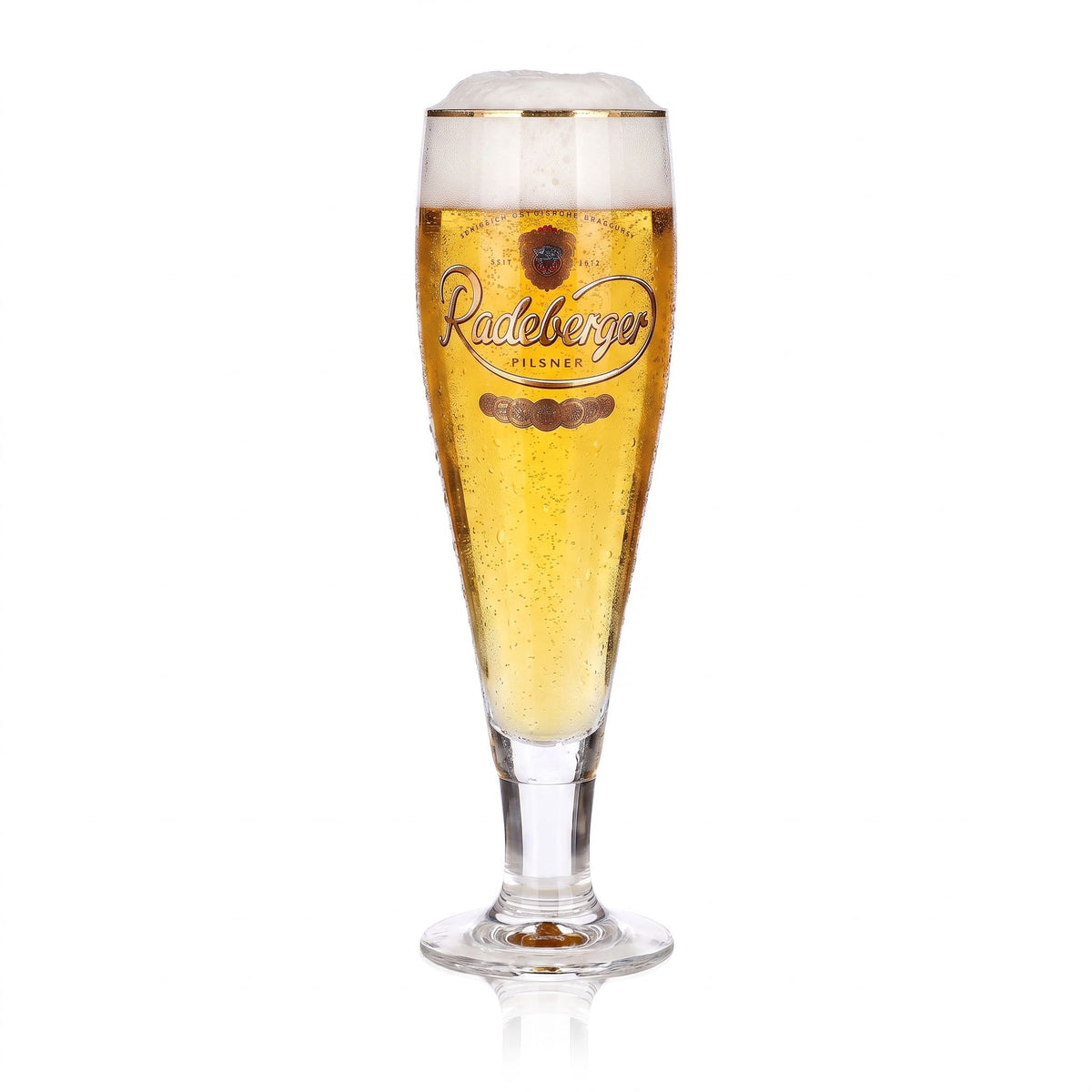 6 bicchieri da birra Radeberger da 0,3 l, modello "Pokal", Pilsner con bordo dorato e Sahm – Vista 2