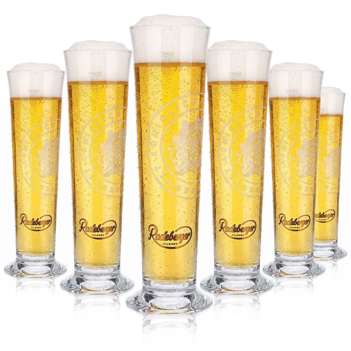 6 bicchieri da birra Radeberger da 0,3 l, modello "Pokal Sahm", arte birraria reale sassone (set da 6)