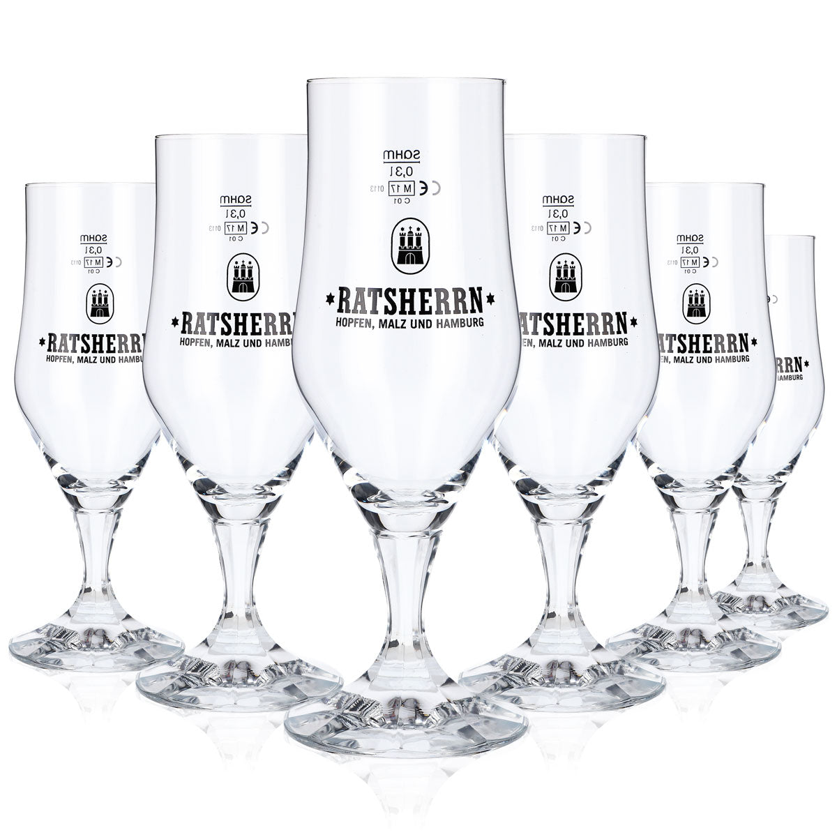 6 bicchieri da birra Ratsherrn da 0,3 l Hammerburg Birra Tulipano Coppa Set Birrificio Amburgo – Vista 2