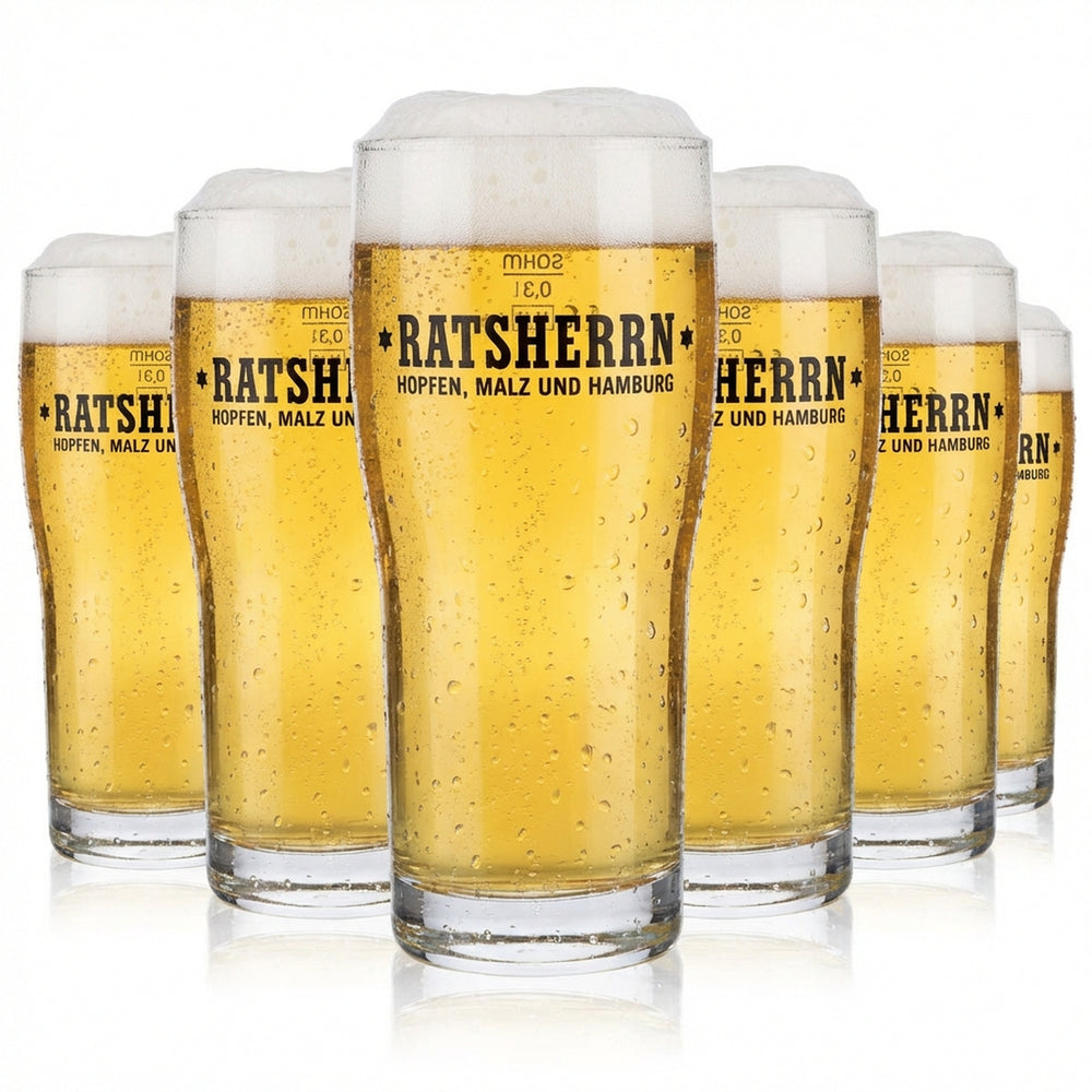 6 bicchieri da birra Ratsherrn Pils da 0,3 l Bicchieri da birra "Brewhouse" Bicchieri esclusivi
