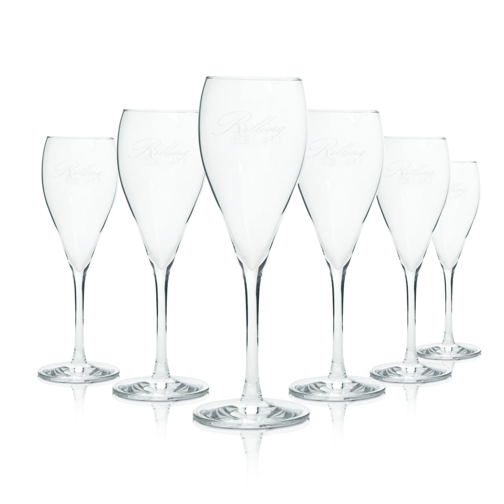 6 bicchieri da spumante in vetro 0,2 l, calice, serie Rilling, champagne, calibrati, uso professionale