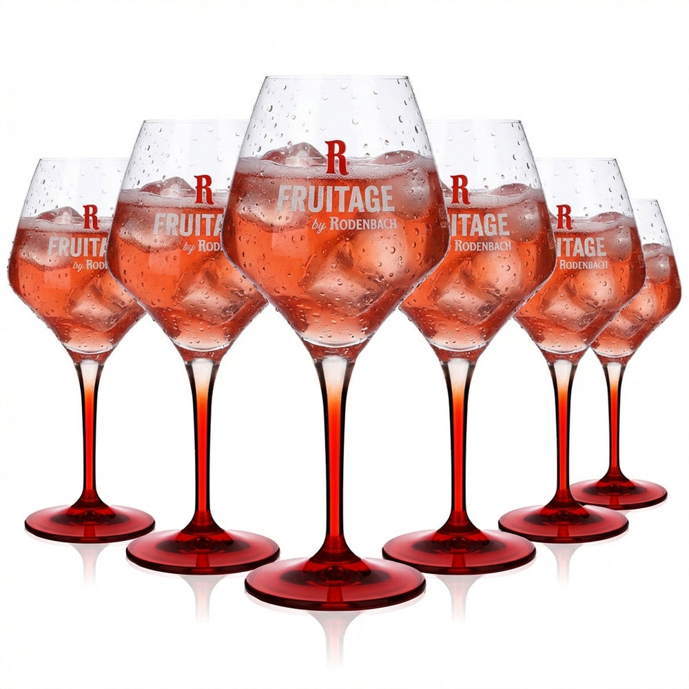 6 bicchieri da birra Rodenbach 0,25 l bicchiere a palloncino con stelo rosso Belgio "Fruitage"