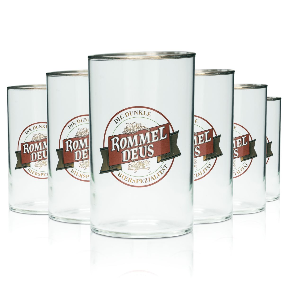 6 bicchieri da birra Rommel Deus 0,2 l Willi Becher con bordo dorato, specialità del birrificio
