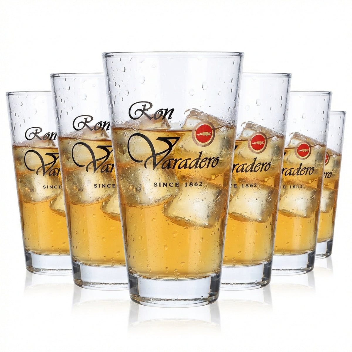 6 bicchieri da rum Ron Varadero da 0,4 l Bicchiere da long drink Tumbler con scritta nera
