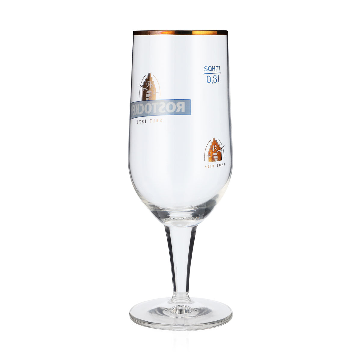 6 bicchieri da birra Rostocker da 0,3 l Bicchieri da birra Bicchieri a calice Logo blu+oro Moritz – Vista 4