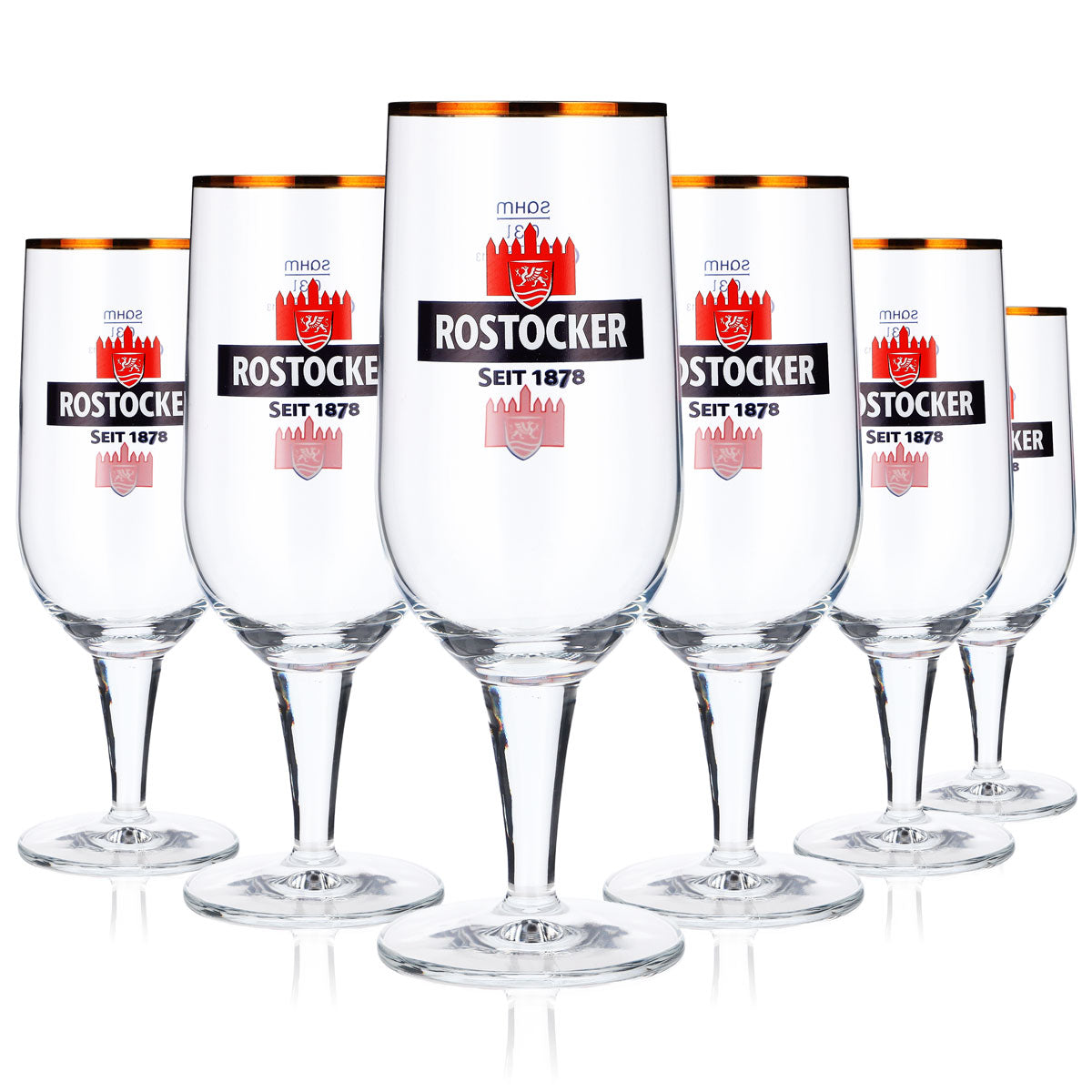 6 bicchieri da birra Rostocker da 0,3 l con bordo dorato Sahm Moritz – Vista 5