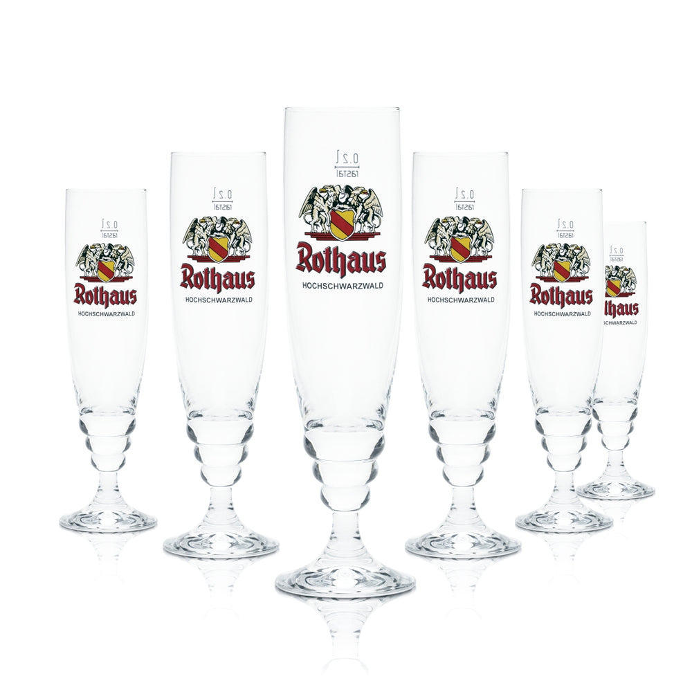 6 bicchieri da birra Rothaus da 0,2 l Set di bicchieri da birra Pilstulpe calibrati per la ristorazione