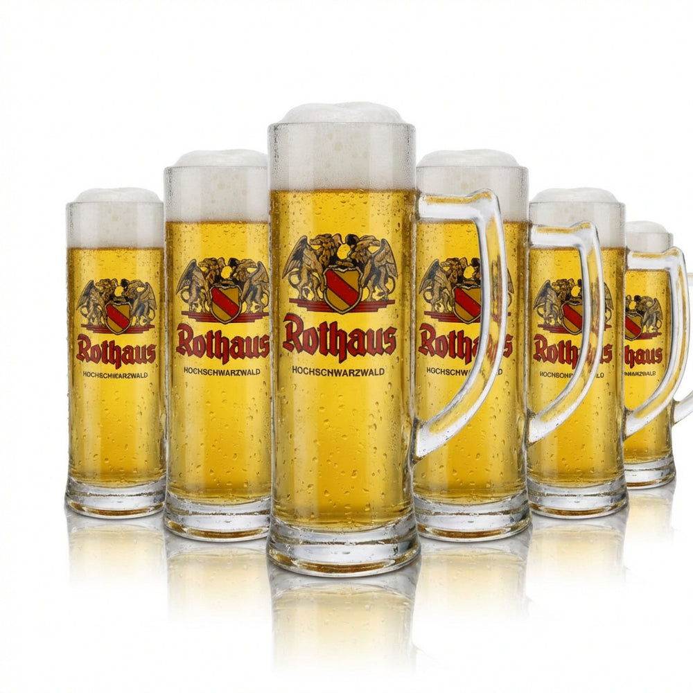 6 boccali di birra Rothaus in vetro da 0,3 l Seidel Humpen Tannenzäpfle Birrificio Badische