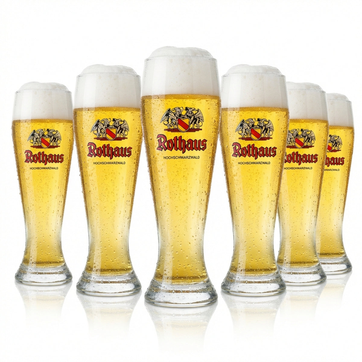 6 bicchieri Rothaus da 0,5 l per birra bianca Hefeweizen, design satinato, birrificio Baden