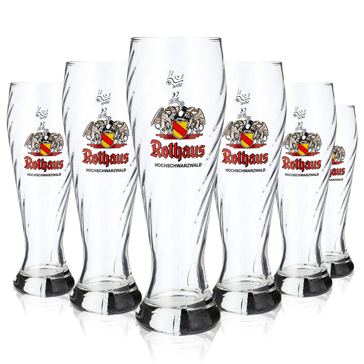 6 bicchieri da birra bianca Rothaus da 0,5 l con elegante profilo in rilievo, set calibrato per la ristorazione