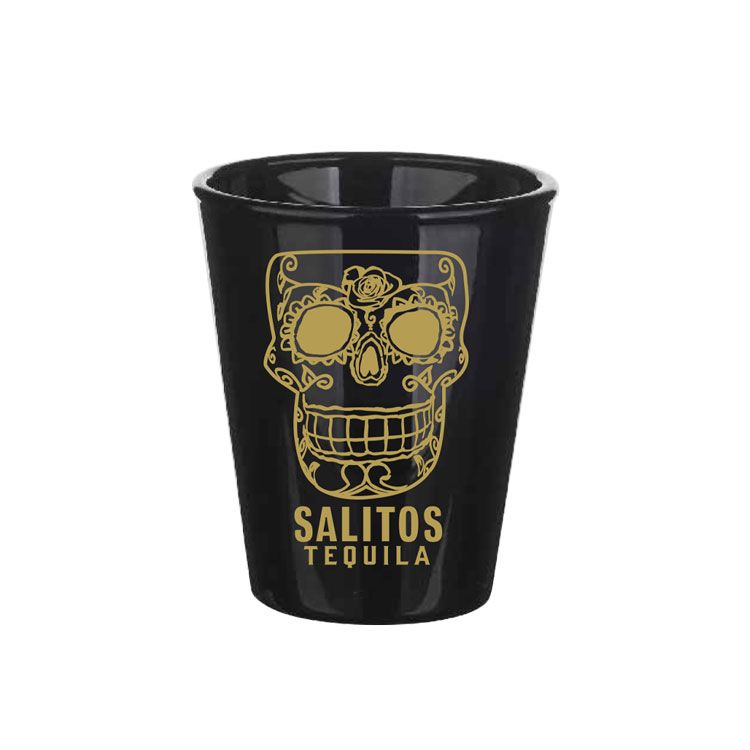 6 bicchieri da tequila Salitos 2 cl bicchieri da shot neri con teschio