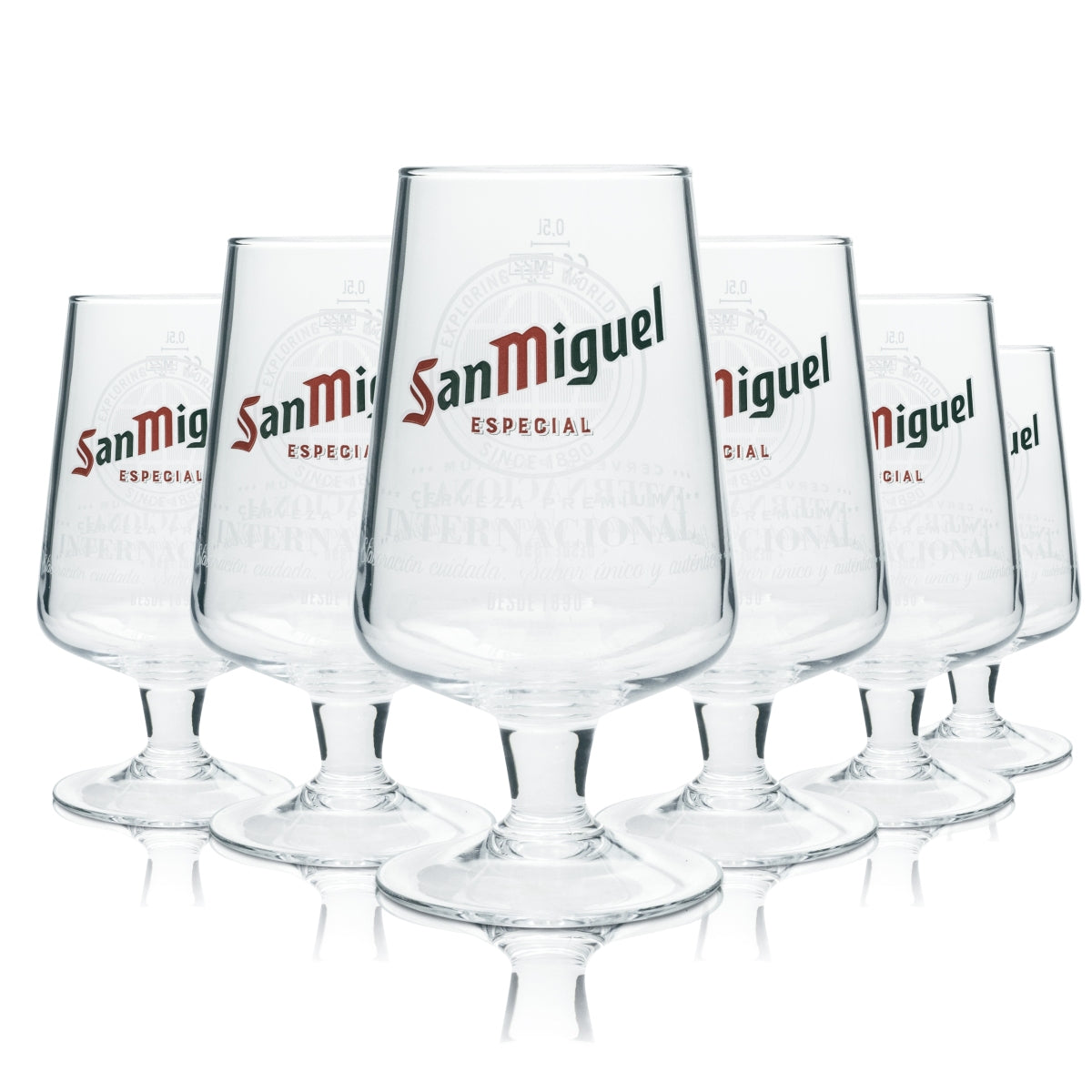 6 bicchieri da birra San Miguel 0,5 l Pokal Especial International Copas Bicchieri Beer Tulip