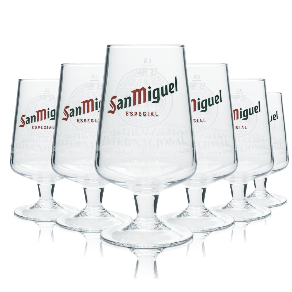 6 bicchieri da birra San Miguel 0,5 l Pokal Especial International Copas Bicchieri Beer Tulip