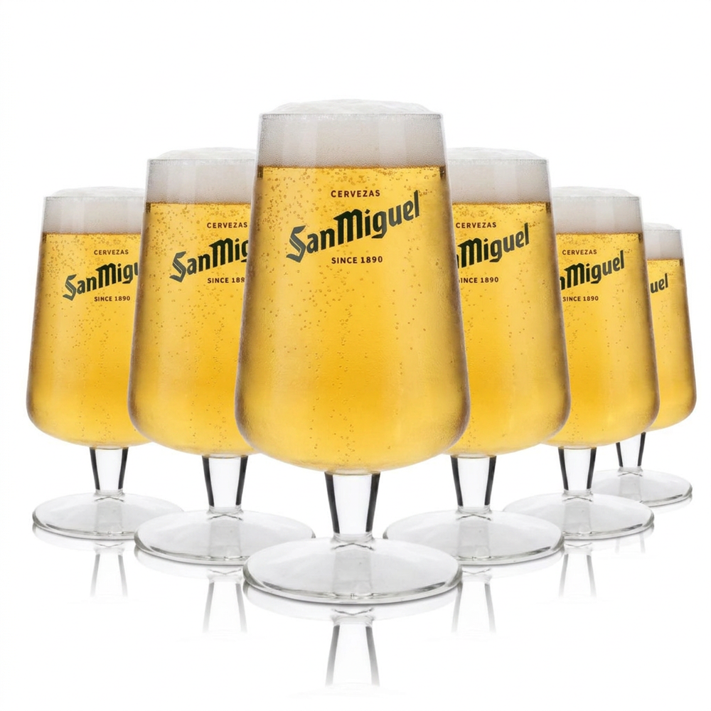 6 bicchieri San Miguel 0,3 l a forma di coppa Tulipa Cerveza Spagna Birrificio Internazionale