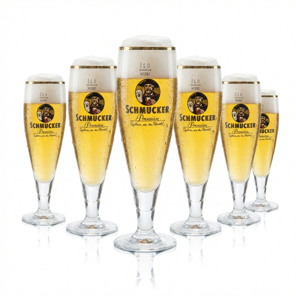 6 bicchieri da birra decorativi 0,2 l a forma di coppa con bordo dorato Premium Pils Gastro Bar
