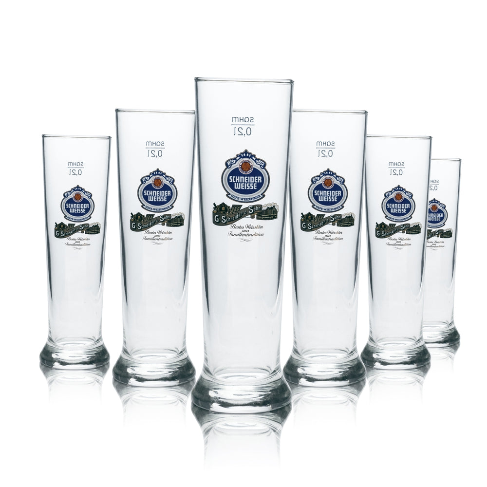 6 bicchieri da birra Schneider Weisse 0,2 l, birra di frumento, bicchieri da birra, birrificio, birra artigianale