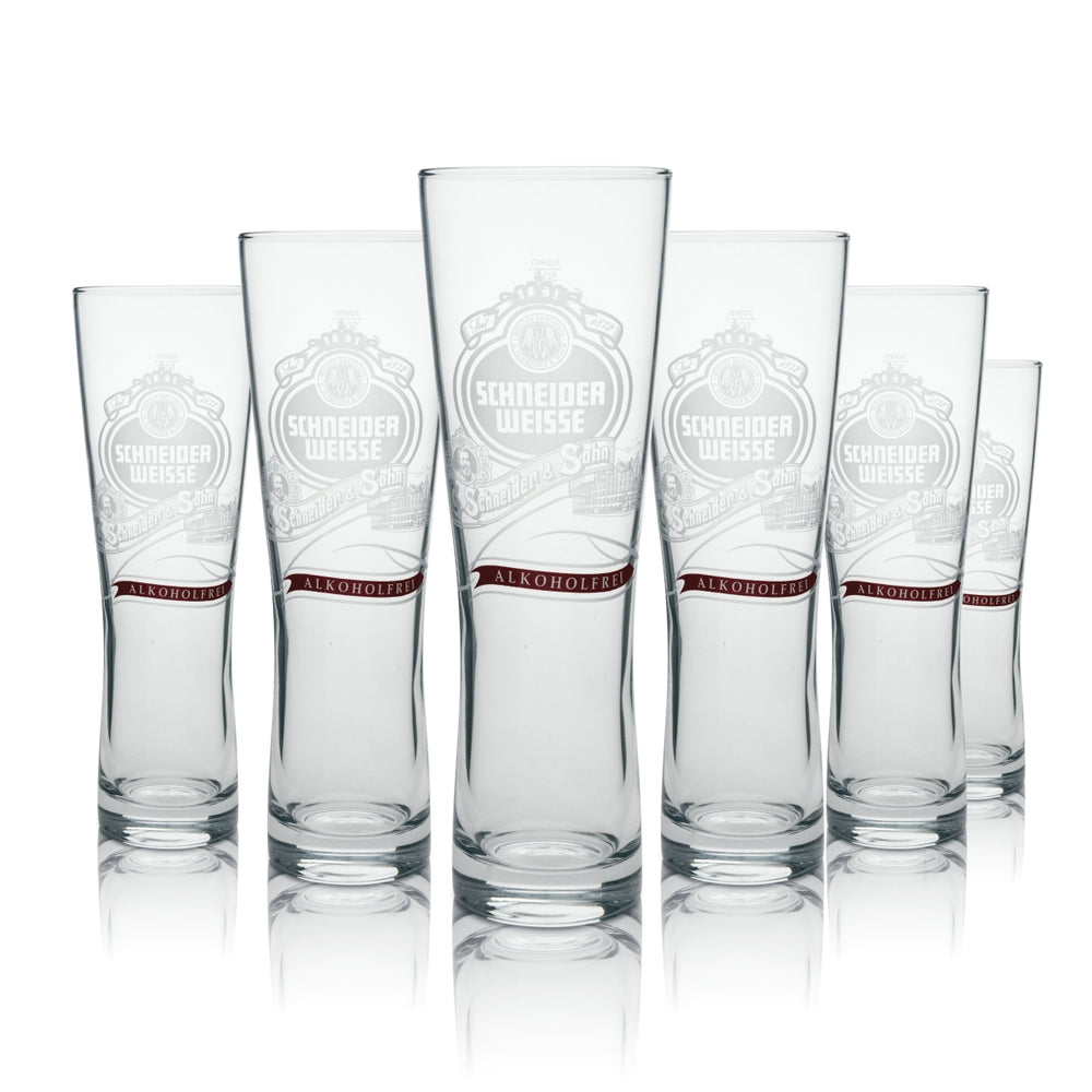 6x Schneider Weisse Bicchiere da birra Weißbier analcolica scritta rossa trasversale 0,5 l Sahm