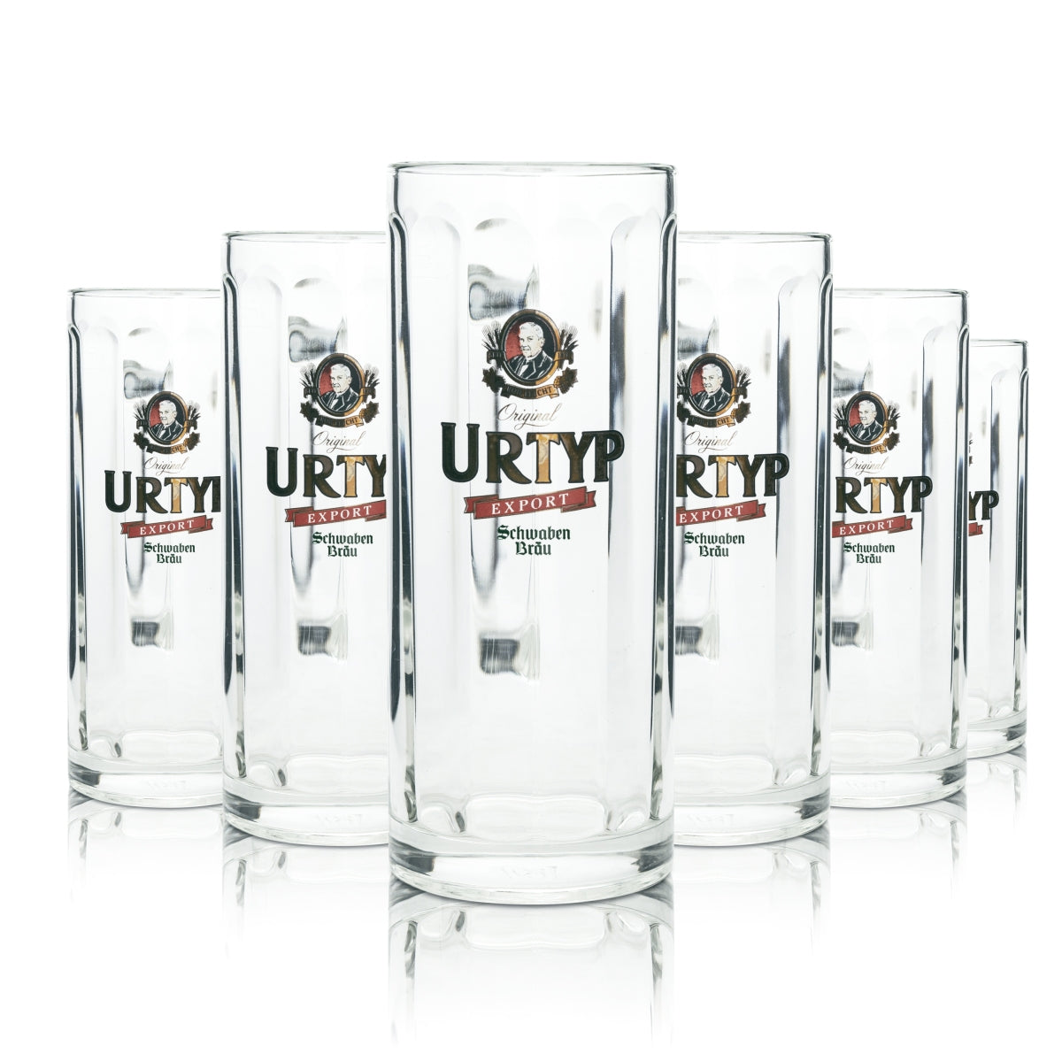 6 bicchieri da birra Schwaben Bräu 0,5 l boccale Urtyp Export Seidel con manico bicchieri boccali boccali da birra