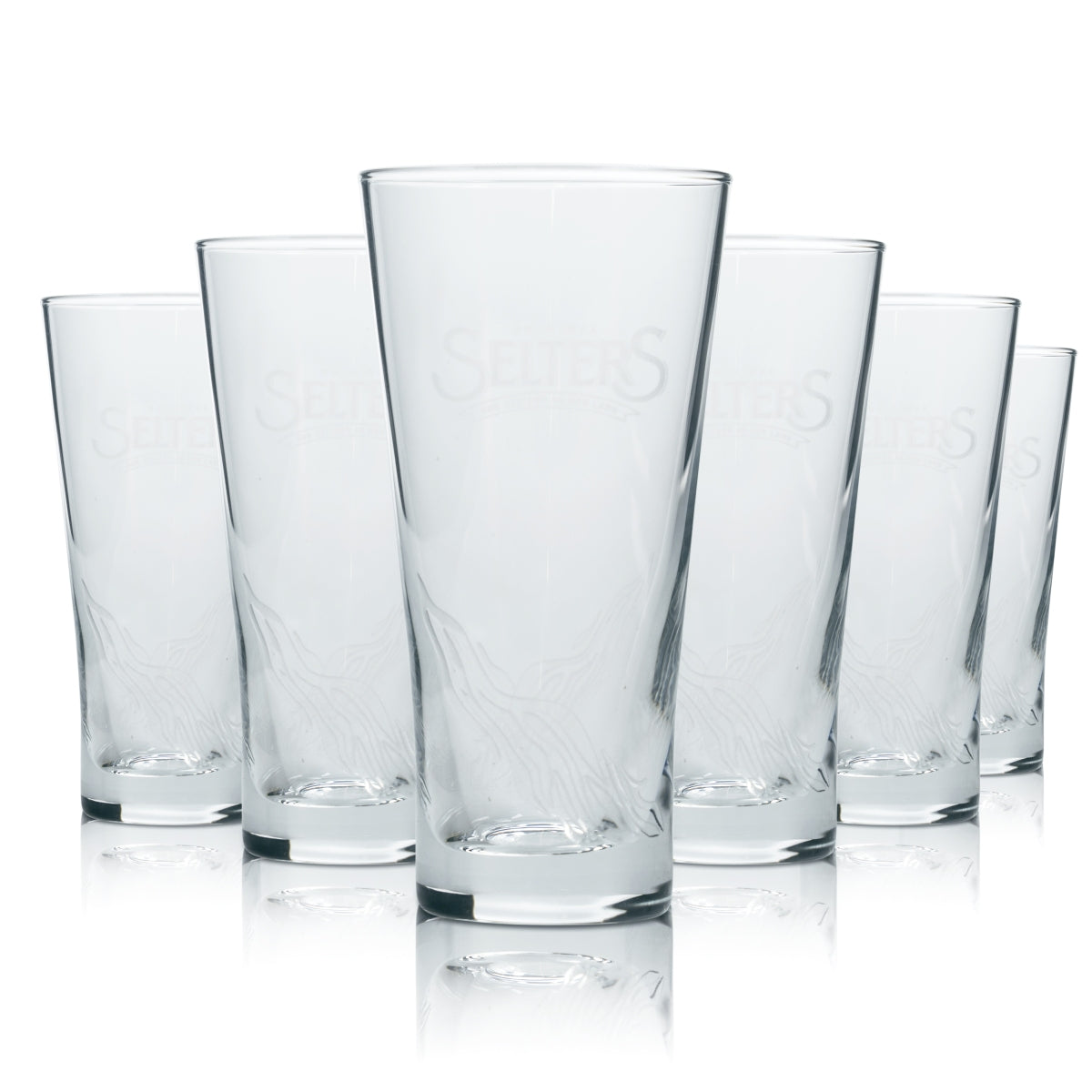 6 bicchieri Selters Wasser da 0,1 l, forma a V con rilievo, per soda, ristorazione e hotel