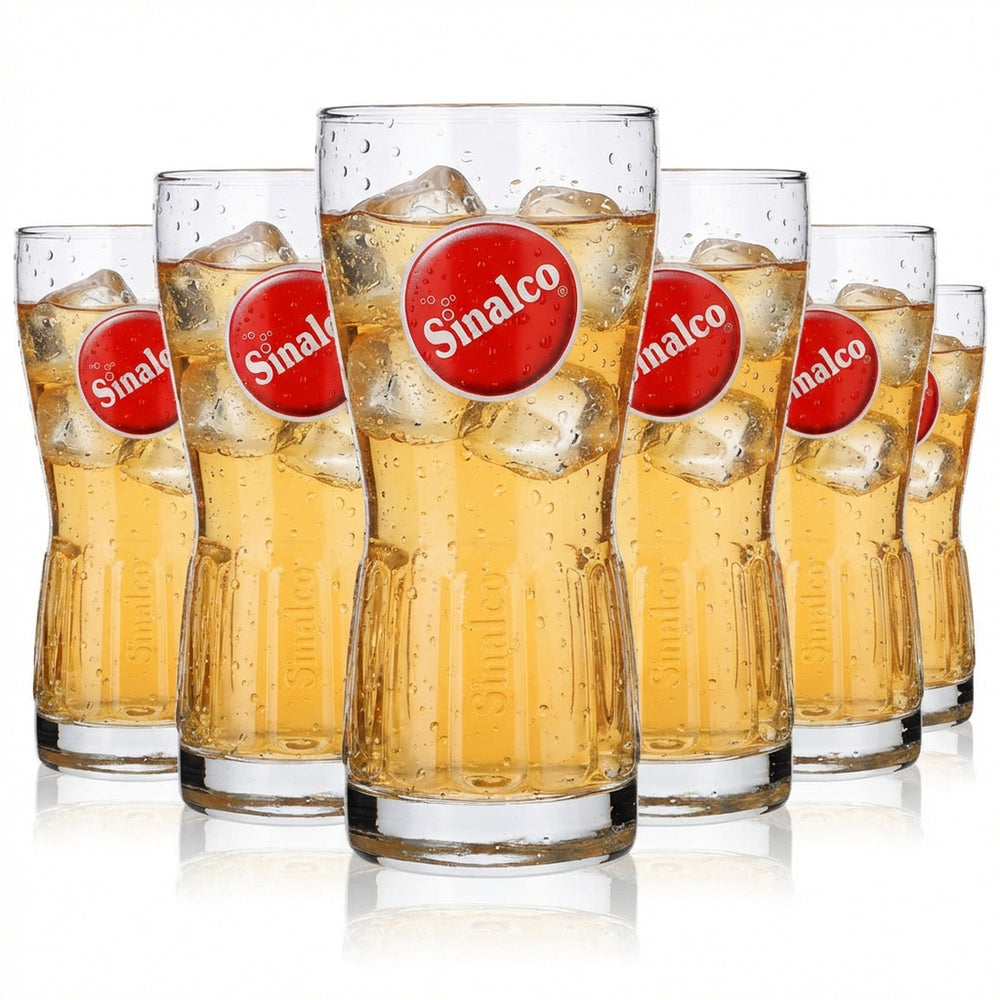 6 bicchieri Sinalco in vetro con rilievo, 0,5 l, forma rotonda, logo Rastal