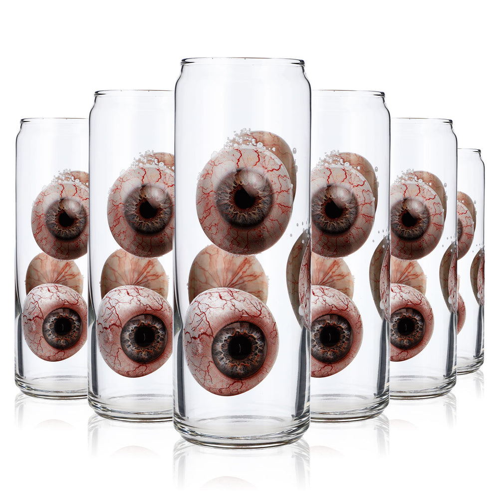 6x Sipply Bicchiere con Motivo Halloween Occhi Stampa UV Can Glass 370ml