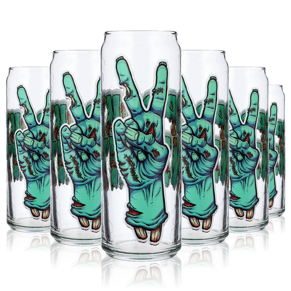 6x Bicchieri Sipply con motivo Halloween Zombie Hands stampa UV Can Glass 370ml